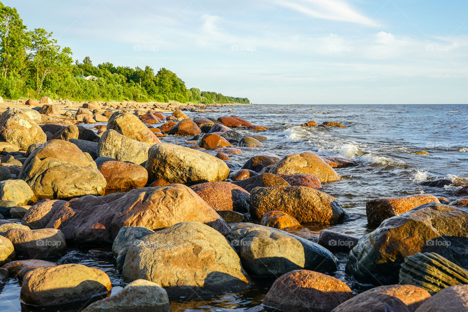 roccky coast of the Baltic Sea in the gulf of Riga