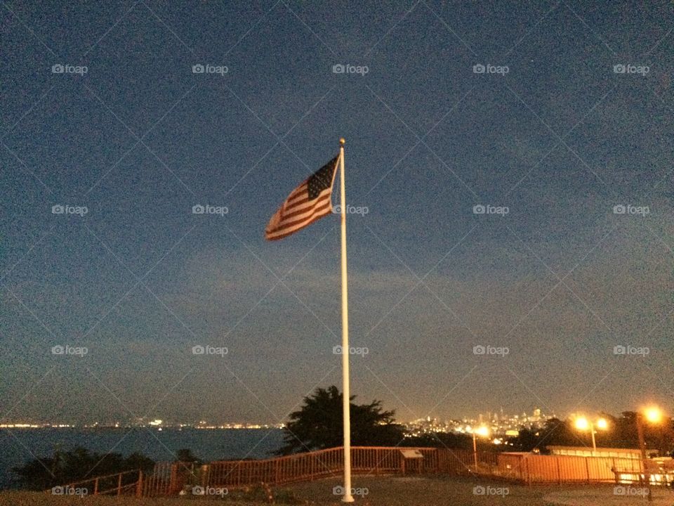 Americain flag at night