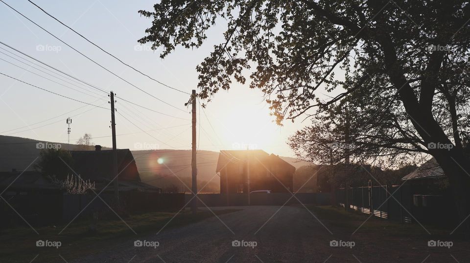 Chill summer evening in a small Russian village