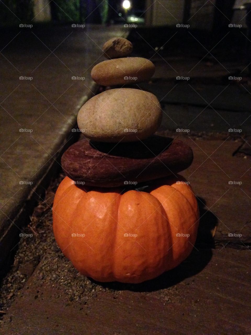 Pumpkin rock stack