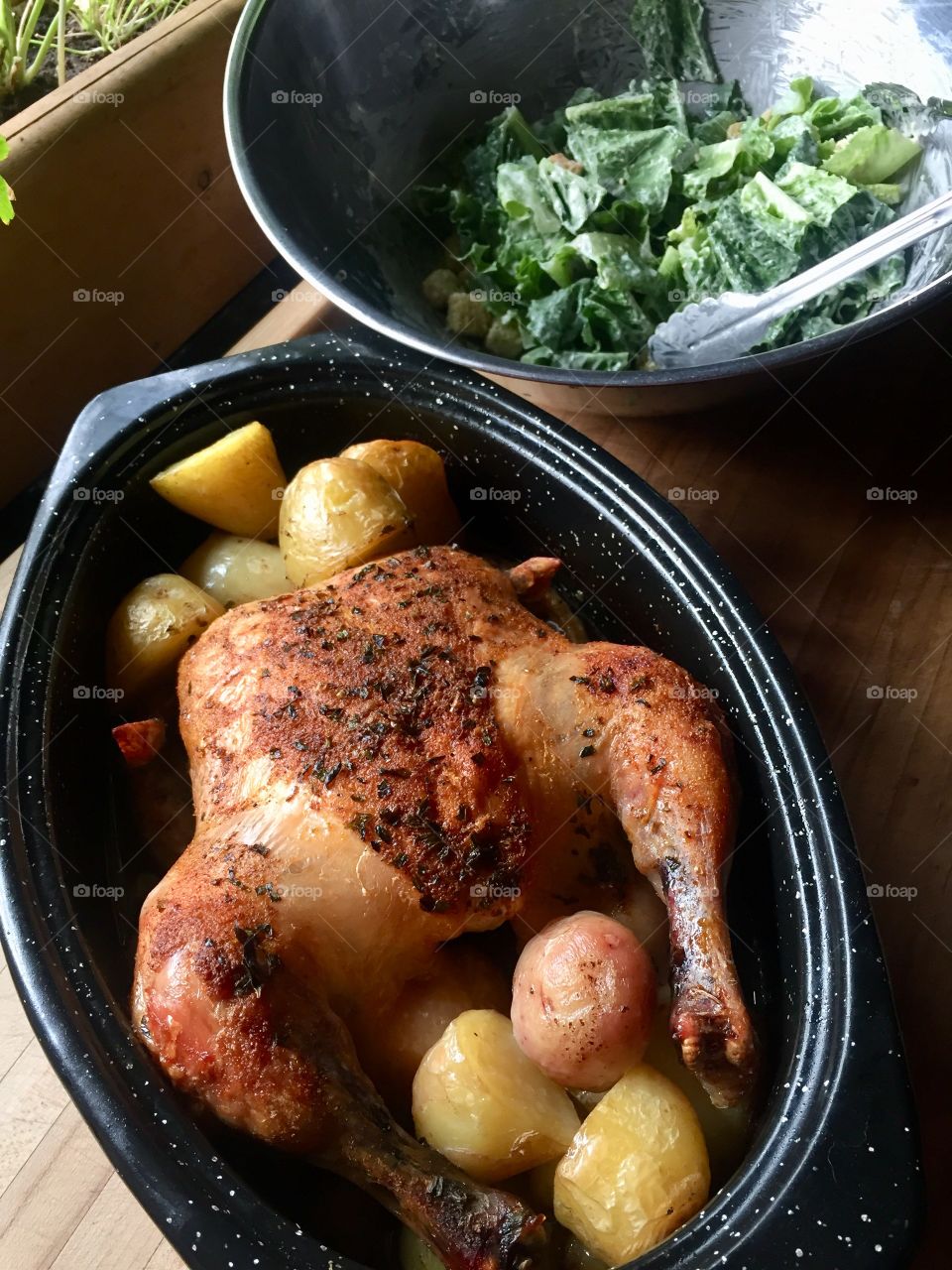 Winner, winner Chicken dinner. Probably the easiest home cooked meal to make. Add chicken to roast pot with onions, potatoes spices add 1 cup of water and simmer with the lid on, atop the woodstove for 3 hours. 