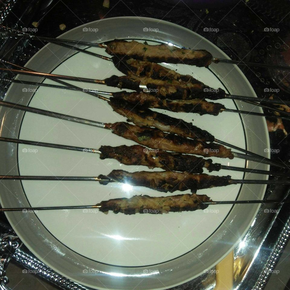 Barbecue on plate.