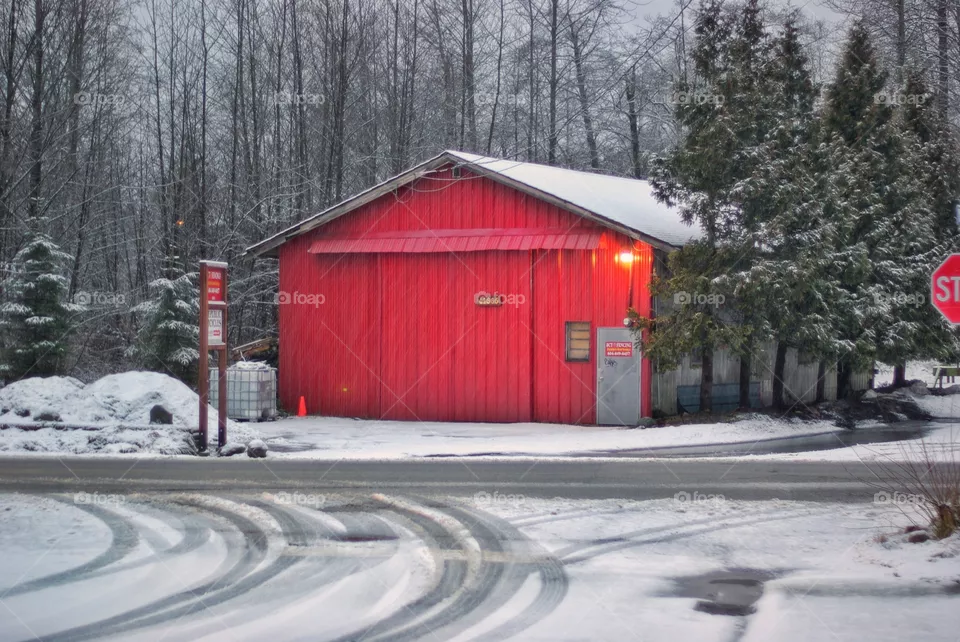Red barn.