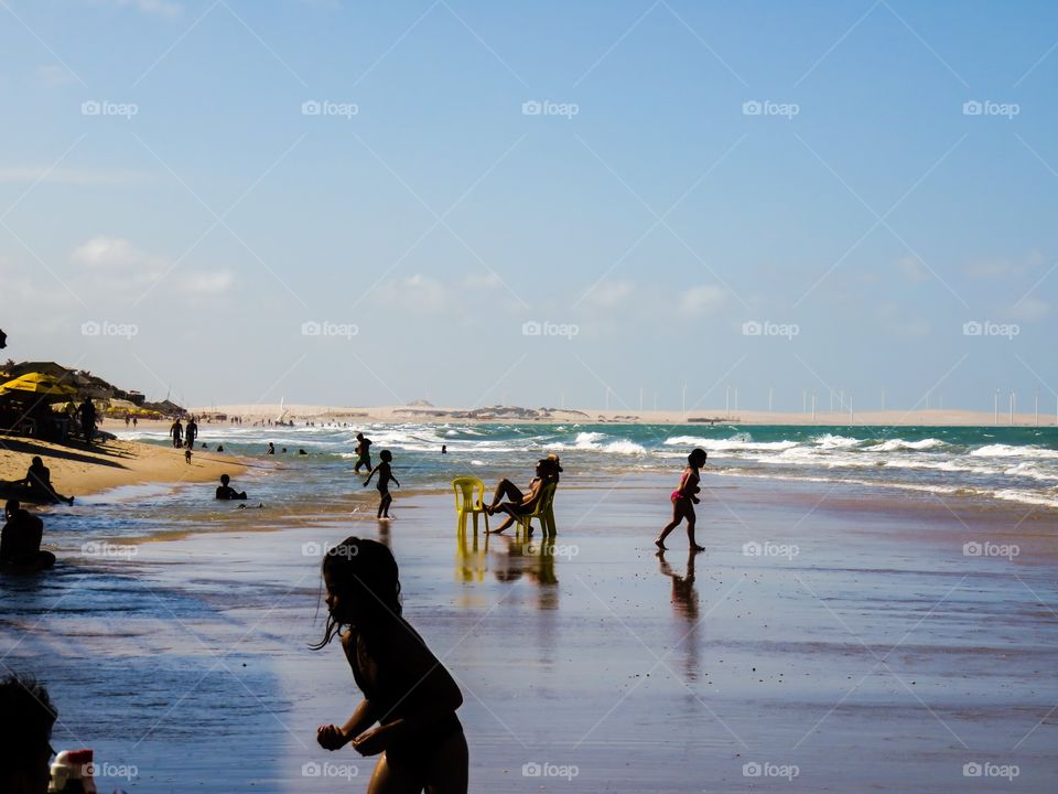 Playing at the ocean