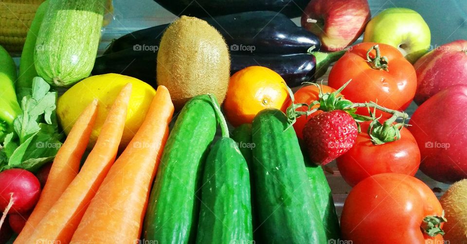 Close-up of vegetables and fruit