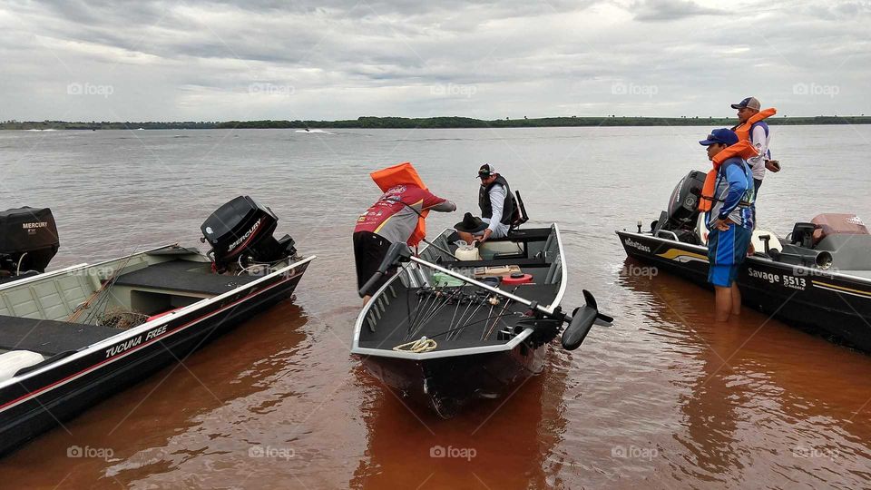 Barcos, pesca, rio, paisagem, pescarias, campeonato, tucunarés.