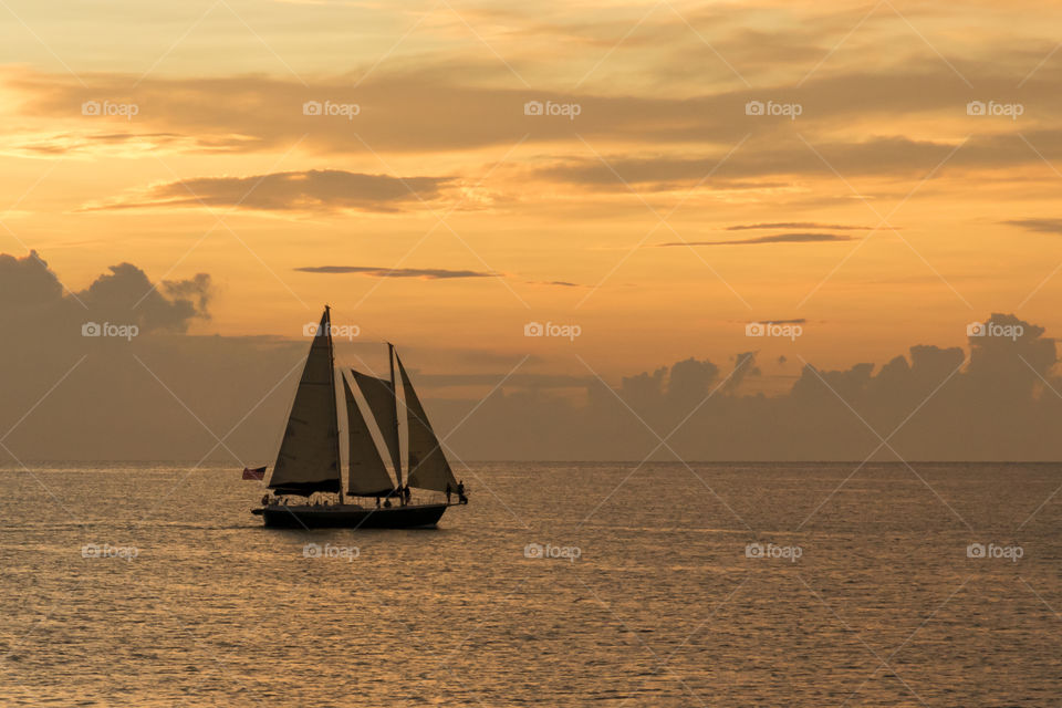 Sailing at sunset 
