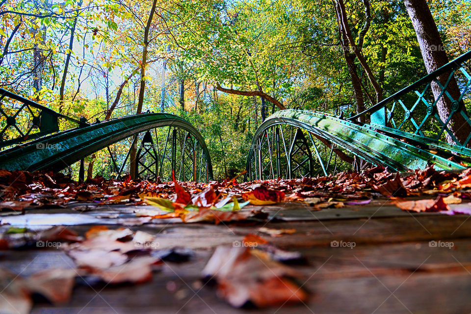 Autumn in Maryland. Historic Catoctin Furnace bridge
