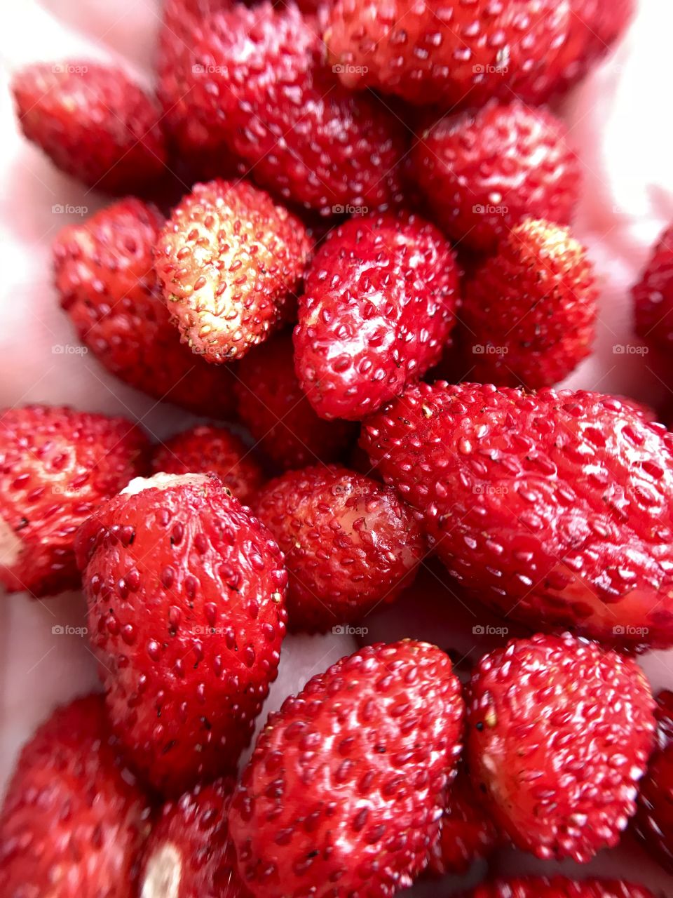 Overhead view of a strawberries