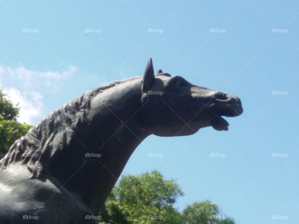 Iron horse sculpture