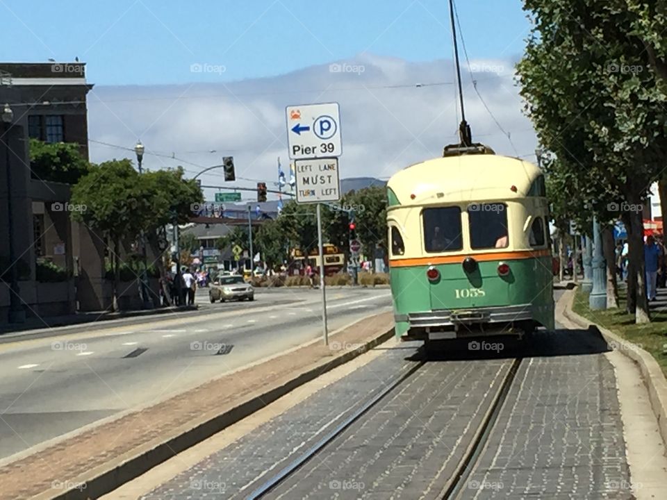 Bus at Pier 39 in San Francisco 