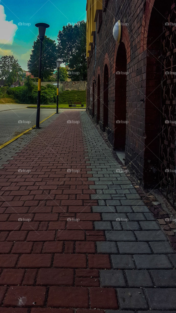 Wall, windows and lanterns