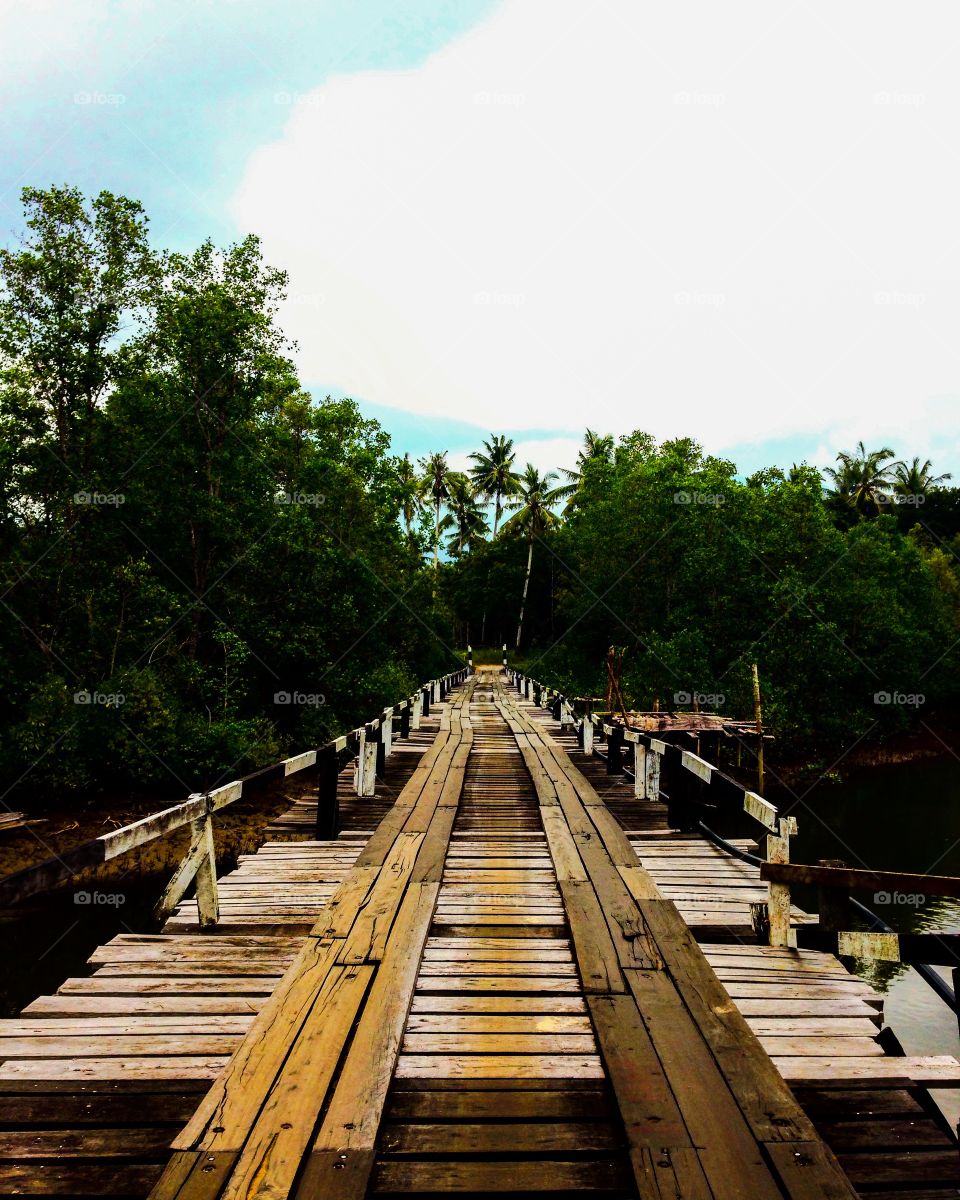 The wooden bridge. Old wooden bridge in Sematan, Sarawak