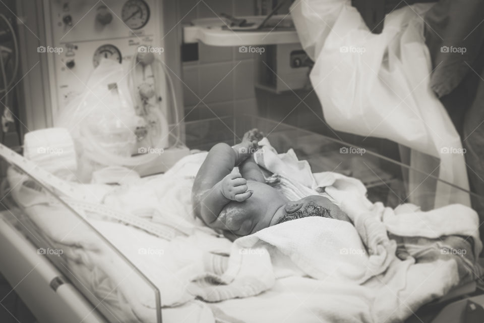 Black & White, Newborn, Infant, Hospital, Girl