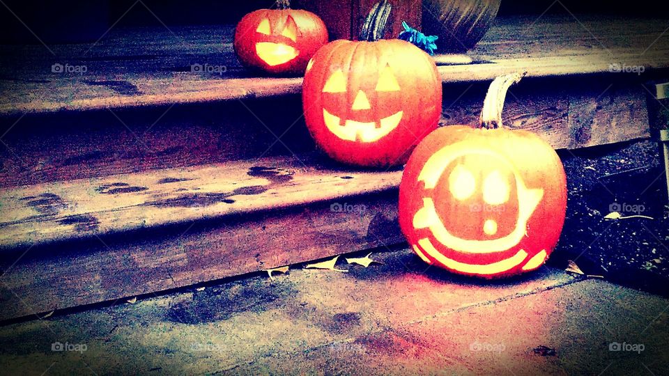 Some carved pumpkins.
