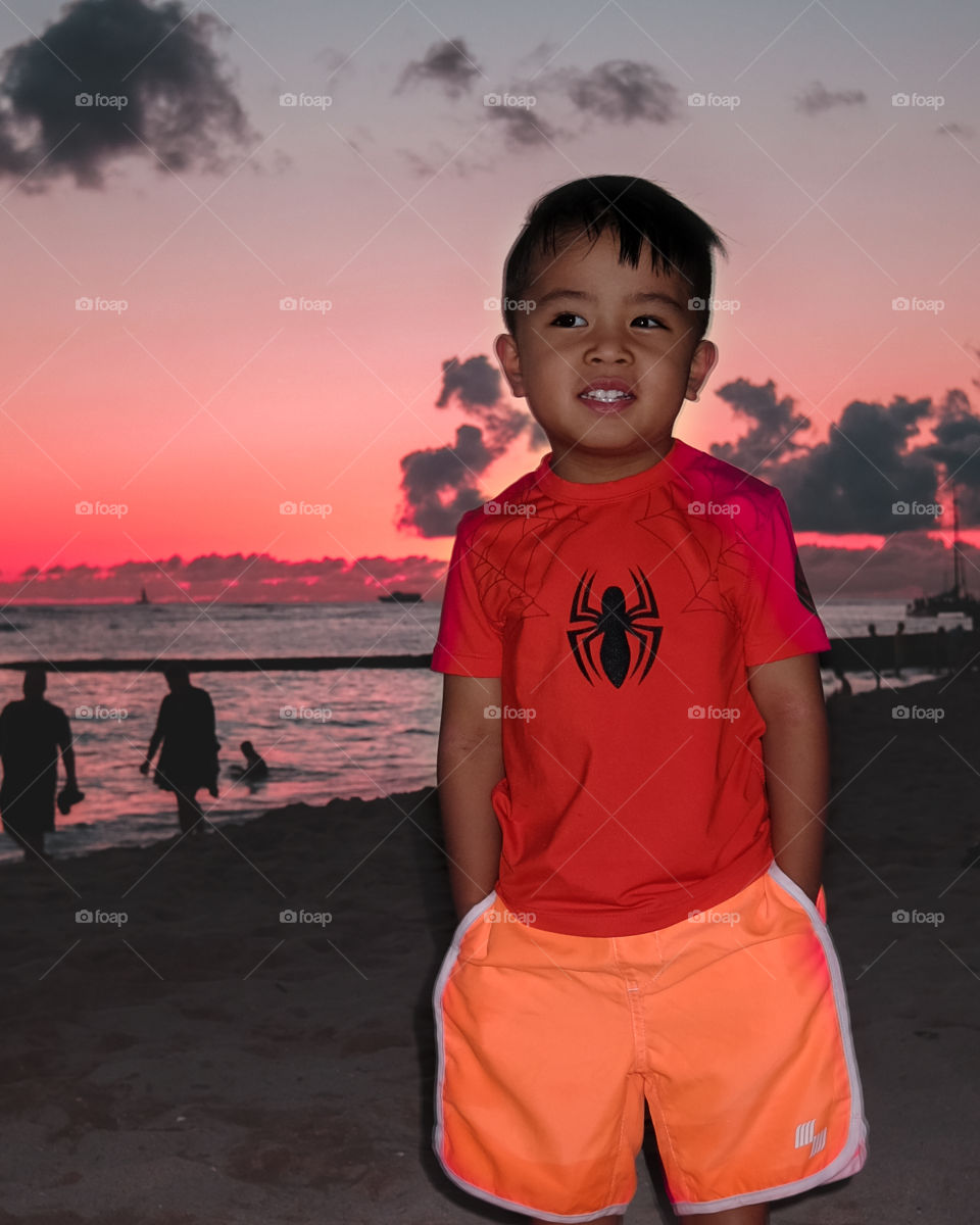 Fun at the beach and beautiful sky