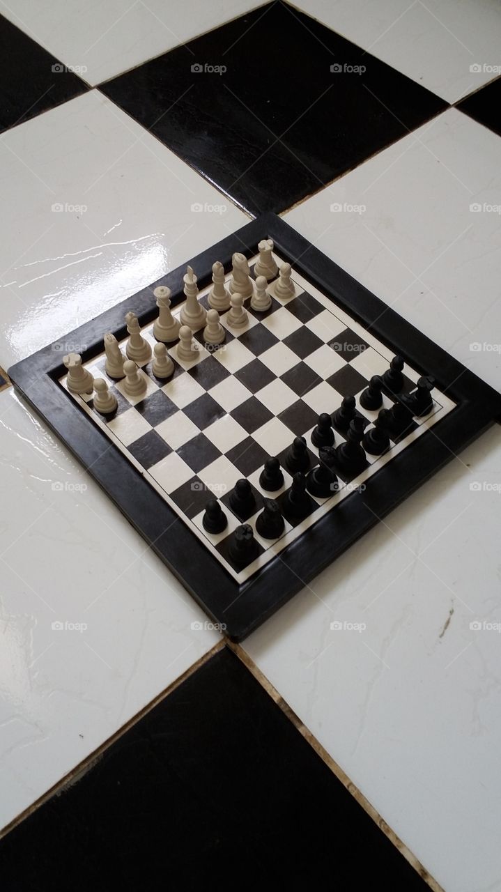 High angle view of chess