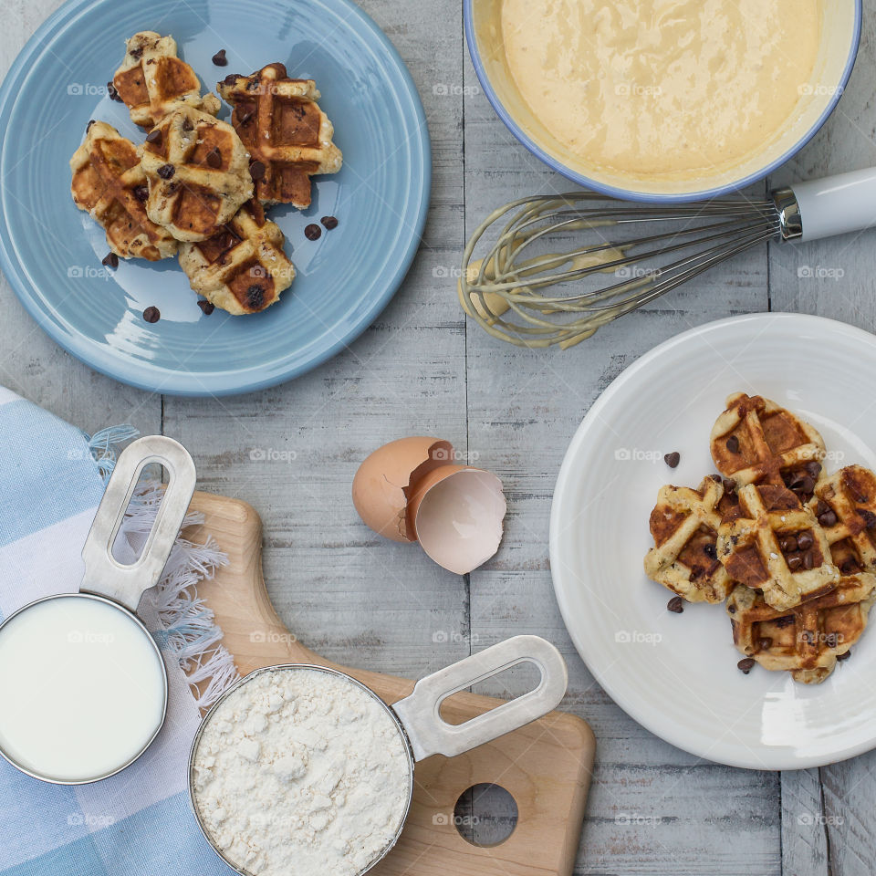Waffles and ingredients