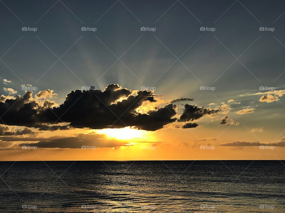 Beautiful dramatic ocean sunset.