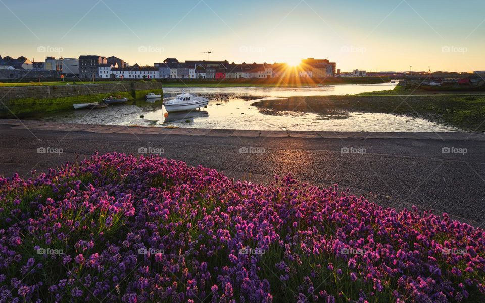 Sunny day at long Claddagh in Galway city, Ireland