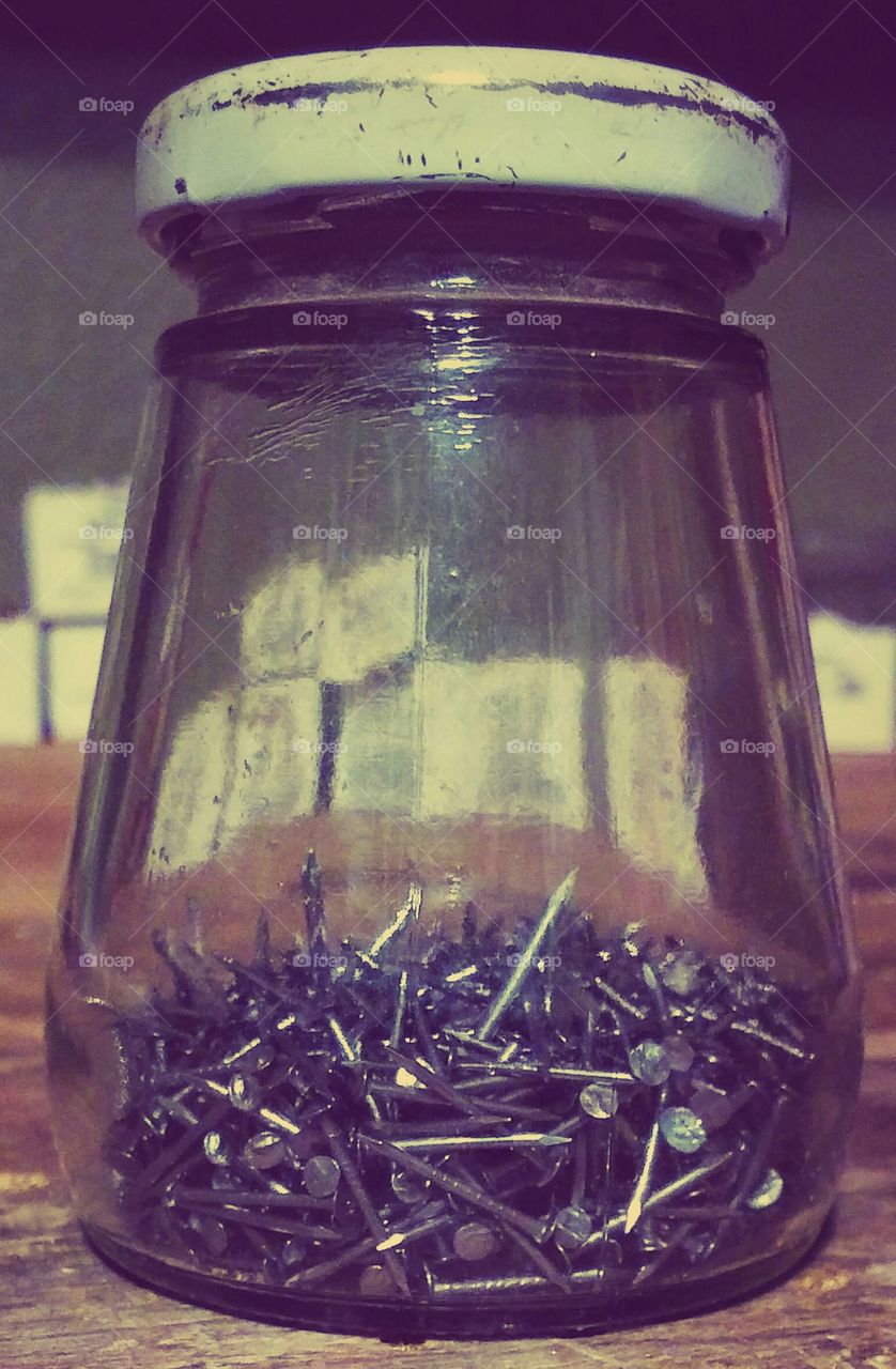 jar of finish nails