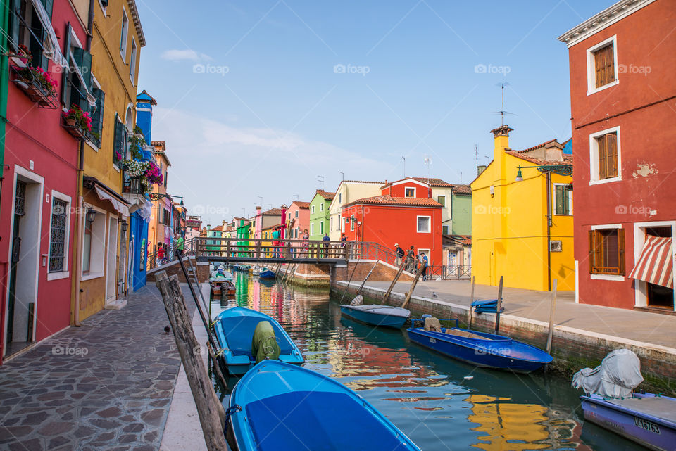 Colourful houses along canal