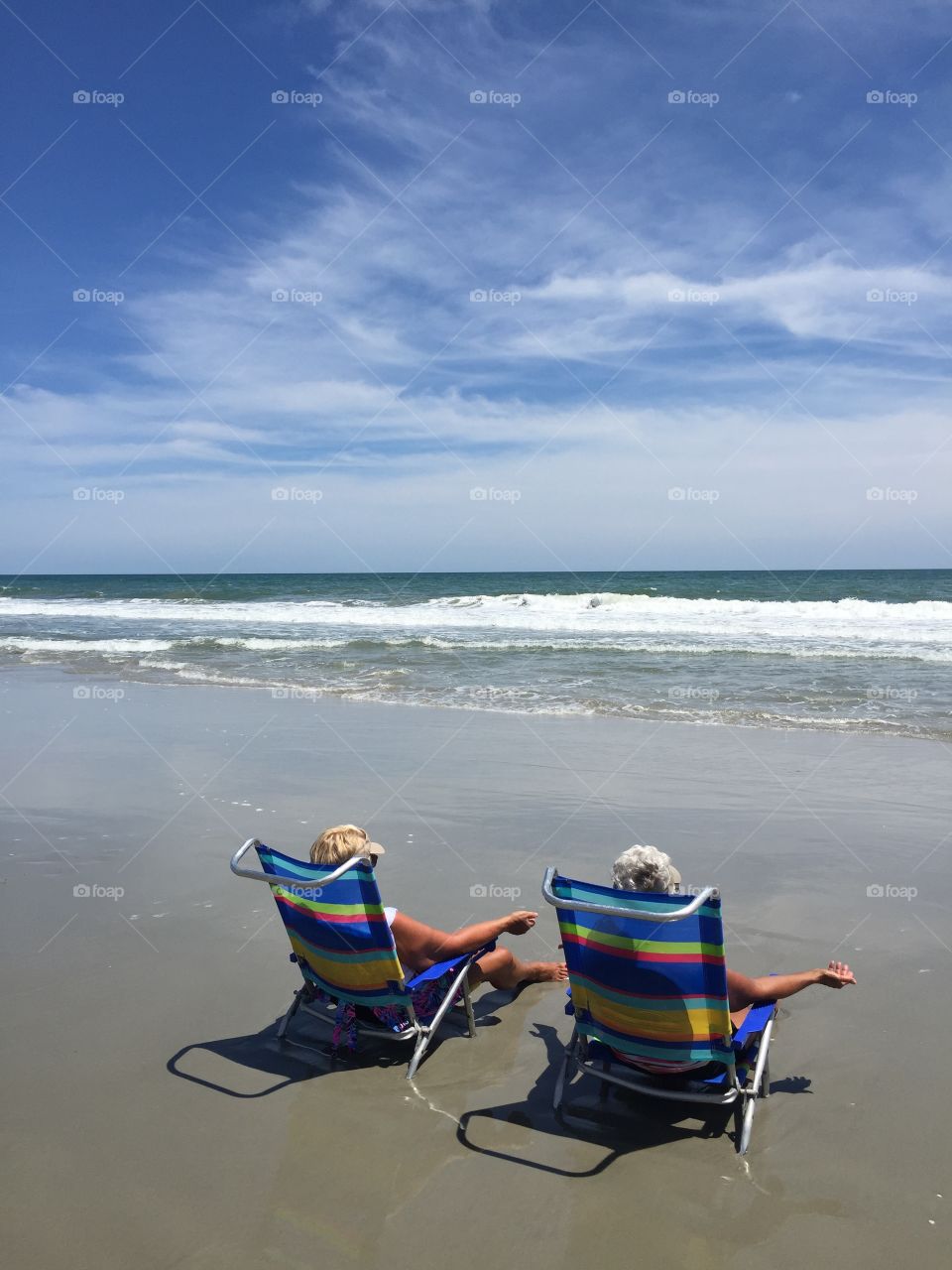 Relaxation. Two people relaxing in Myrtle Beach South Carolina