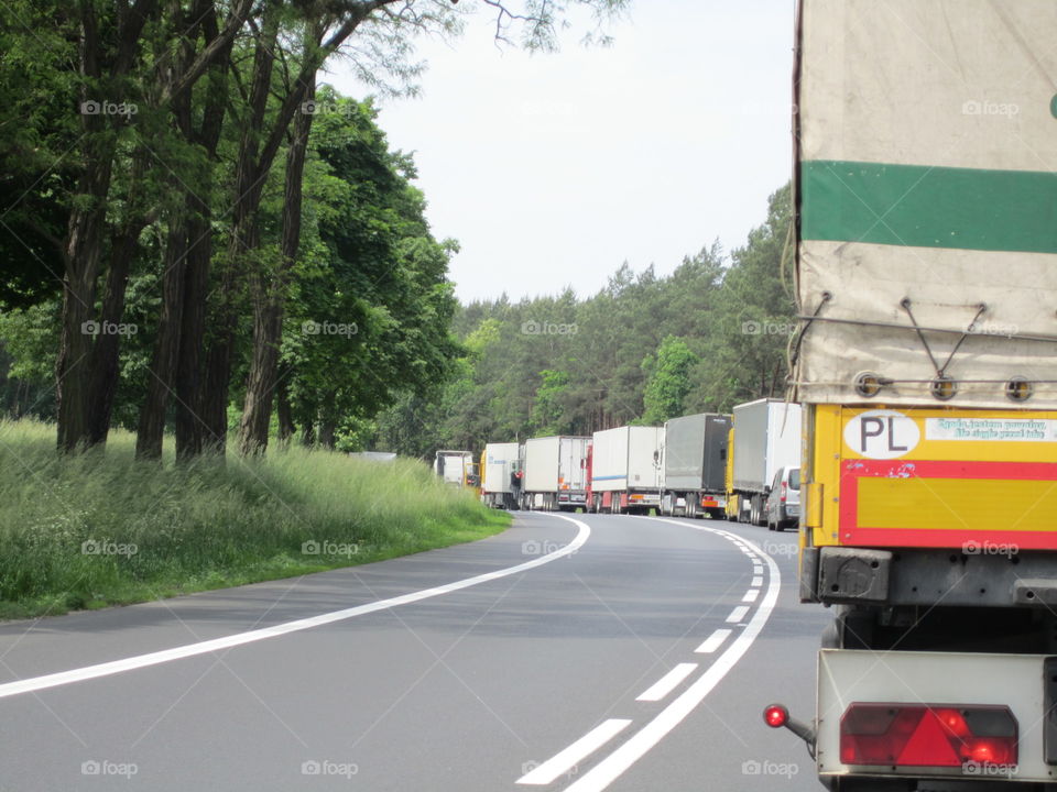 Queue of trucks, Poland