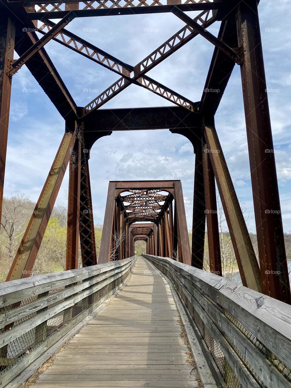 An old railway bridge across a river