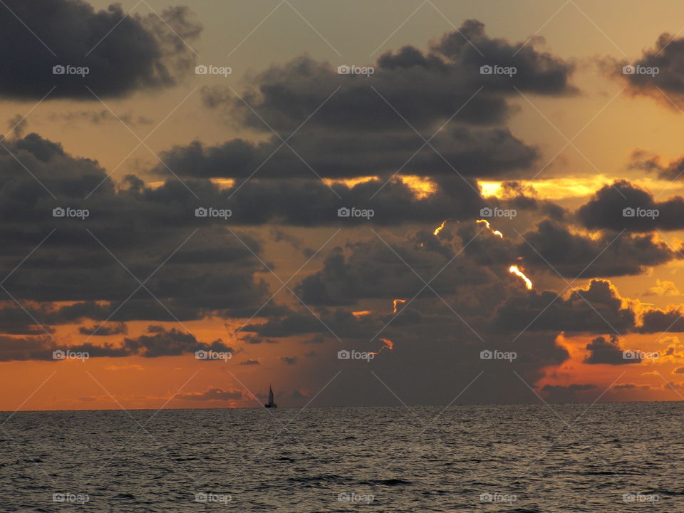 Dramatic storm cloud over sea