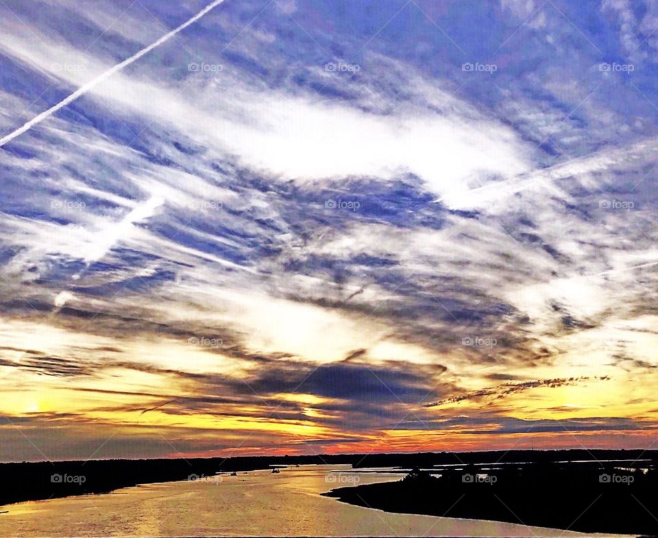 Sunrise over the Stono River in Charleston South Carolina. 