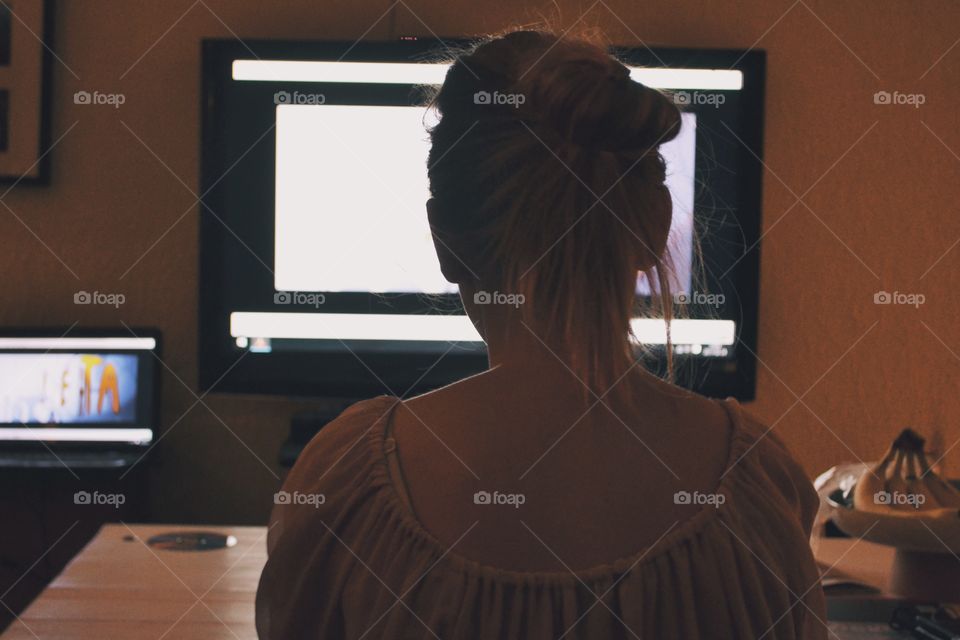 Girl watching television