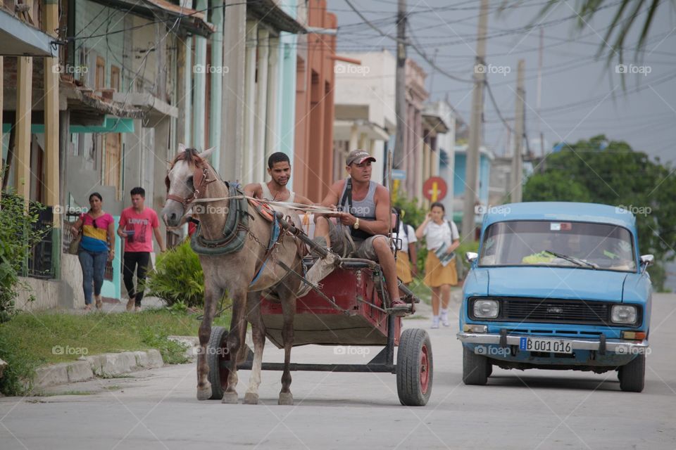 Transport In Cuba.Horse Cart