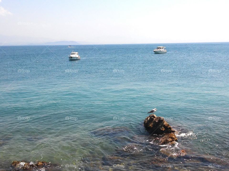 Sea in front of town. View from seawalk