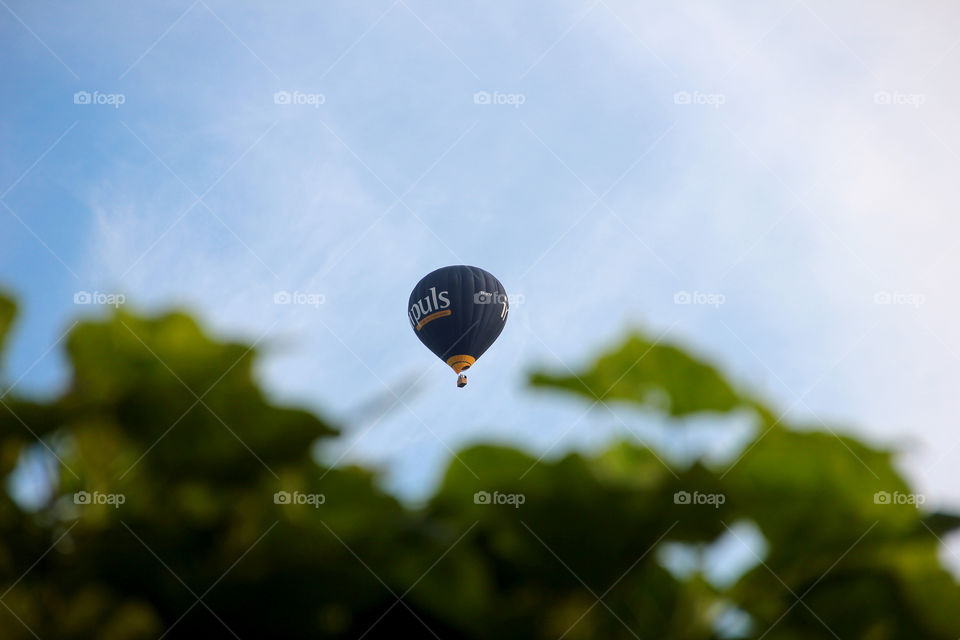 Hot air balloon during a warm summer day