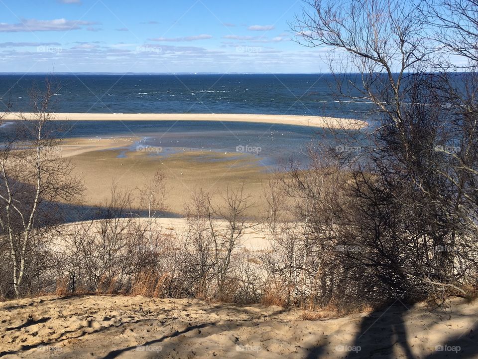 View of the beach from hilltop.