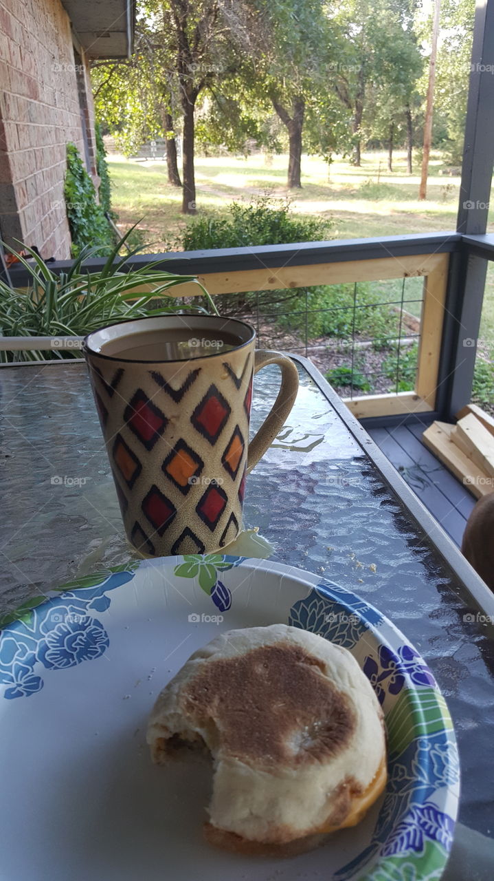 breakfast on the porch in the country