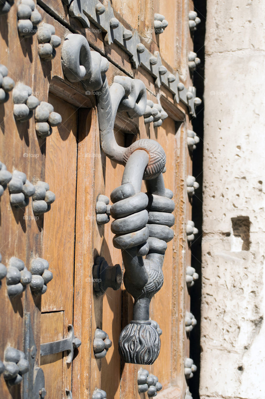 Close-up of ancient door knob