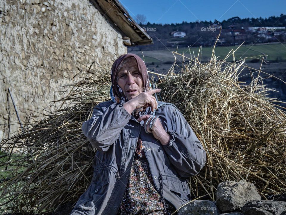 old woman in village