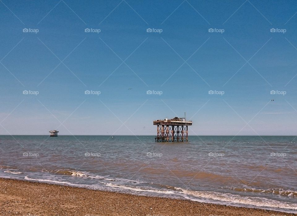 cooling towers in the sea at Sizewell