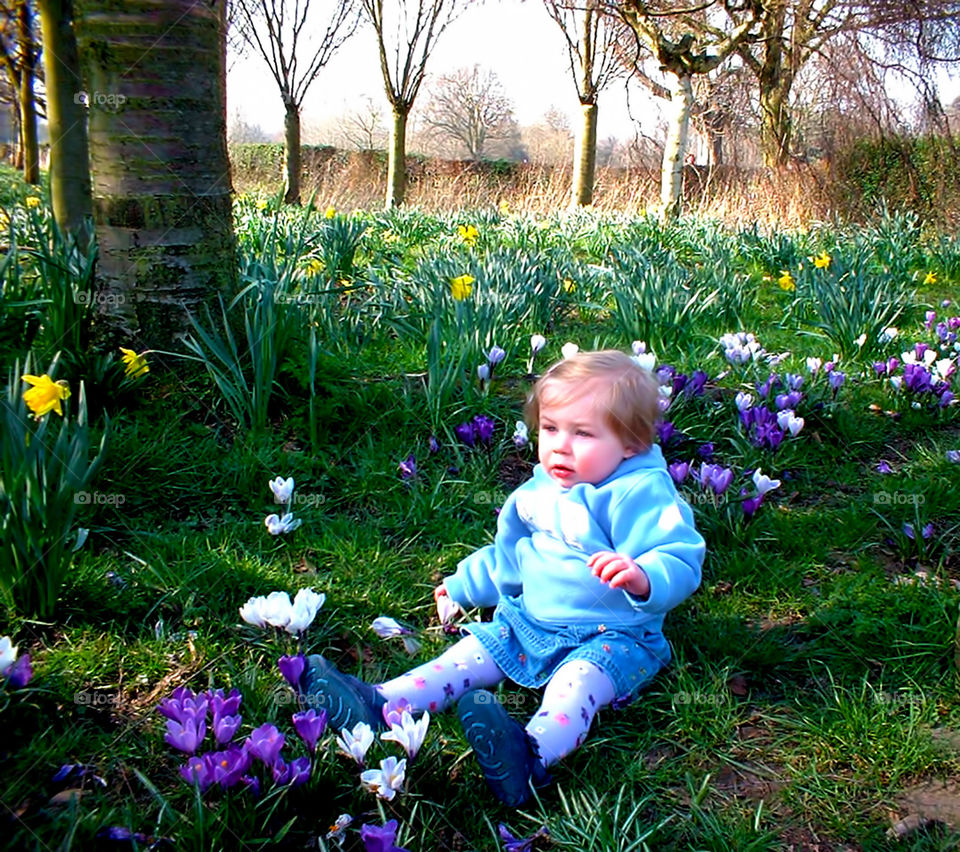 Child, Grass, Flower, Park, Baby