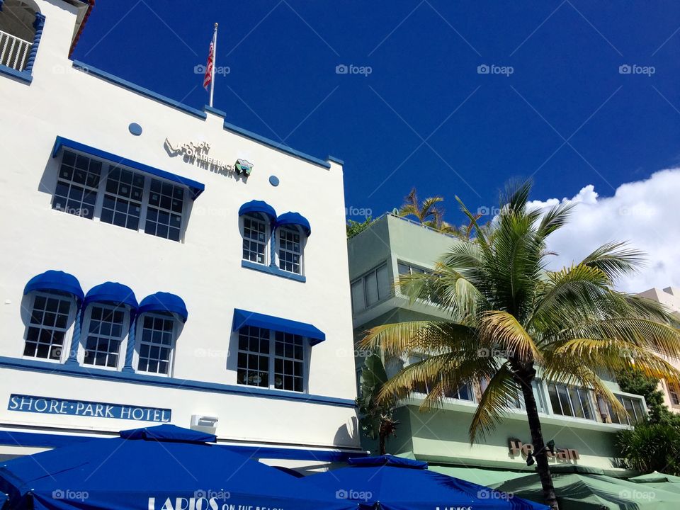 South Beach . Hotels on Ocean Drive at South Beach, Florida, USA 