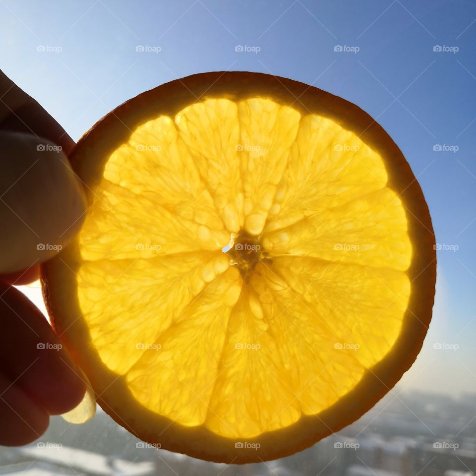 Juicy orange slice. Sunny orange. Bright orange.