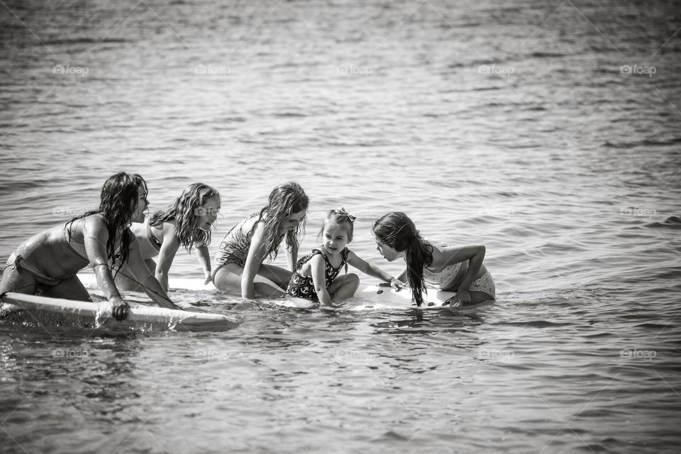 Girls on a paddle board