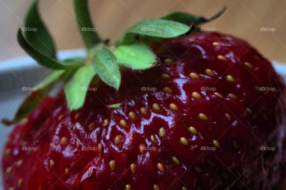 Extreme close-up of strawberry