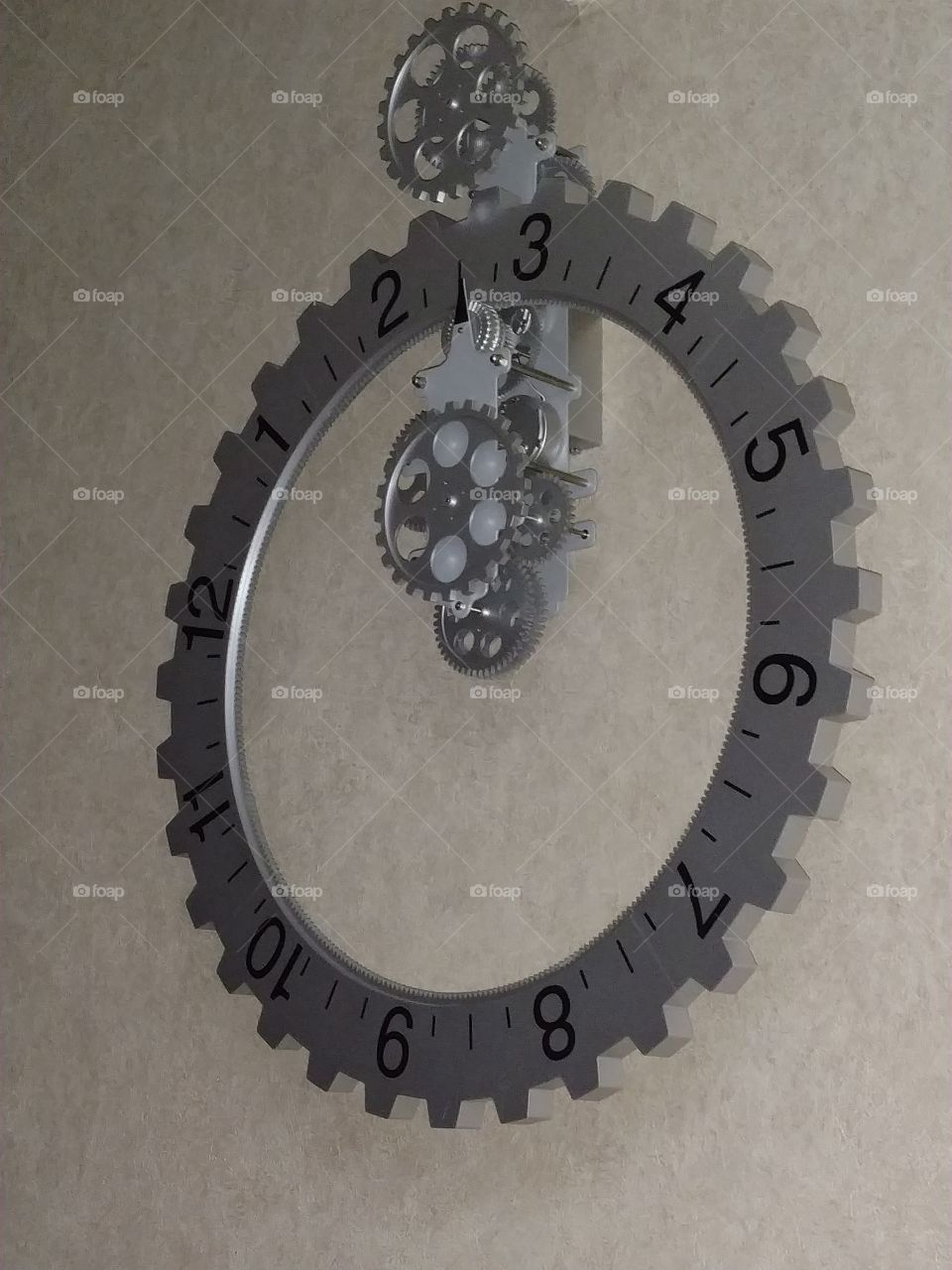 Mechanical gear clock in motion