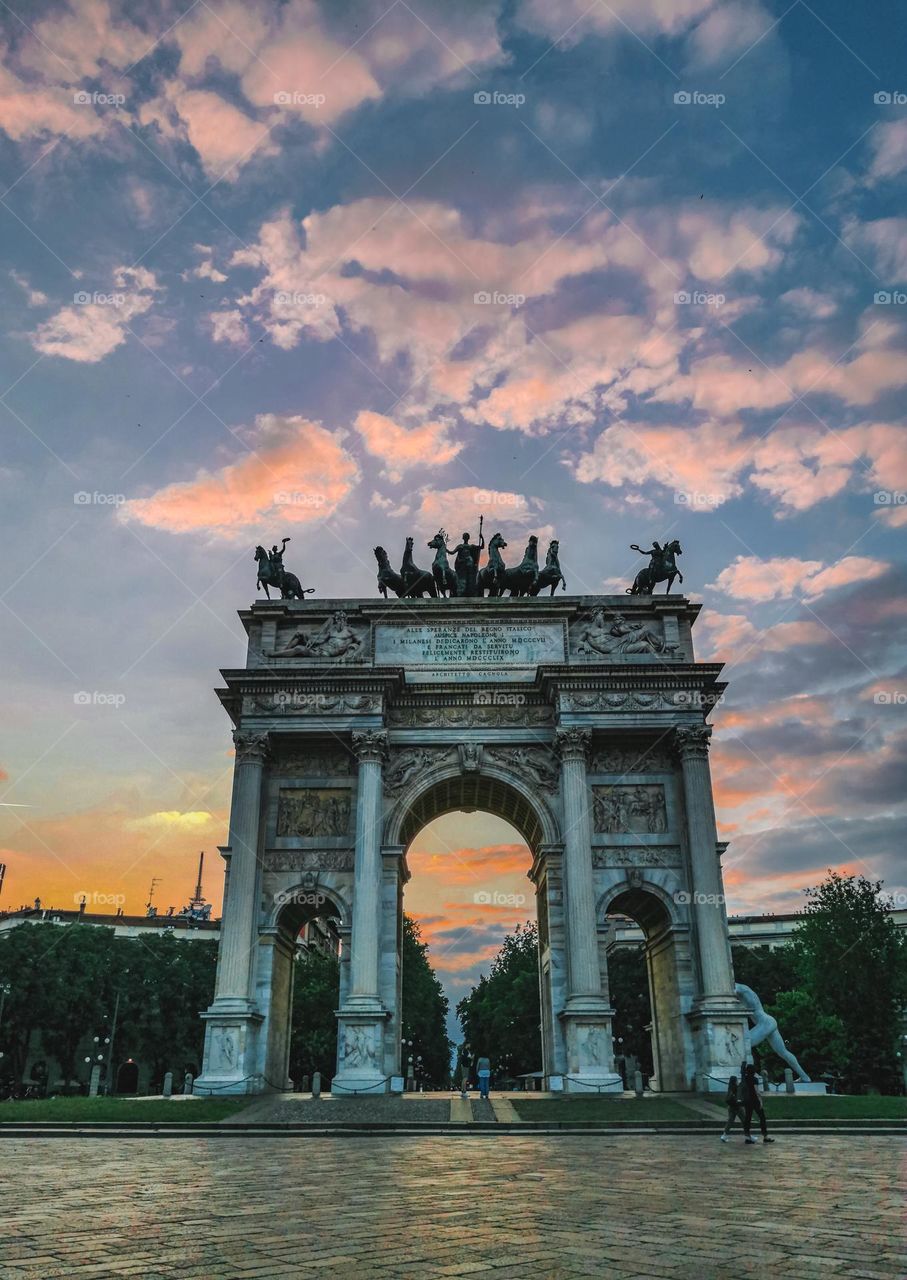 Arch Gates on sunset in Milan