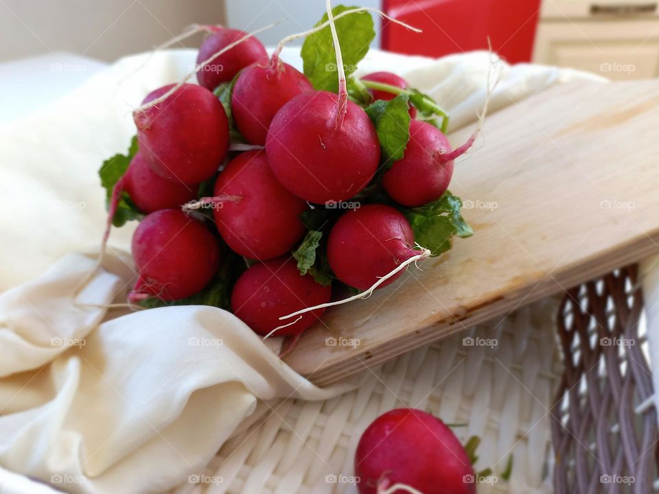 red radish in basket