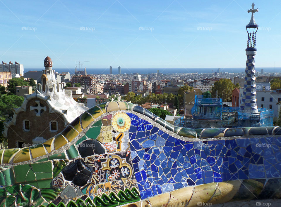 Barcelona's city scape view from Park Guell