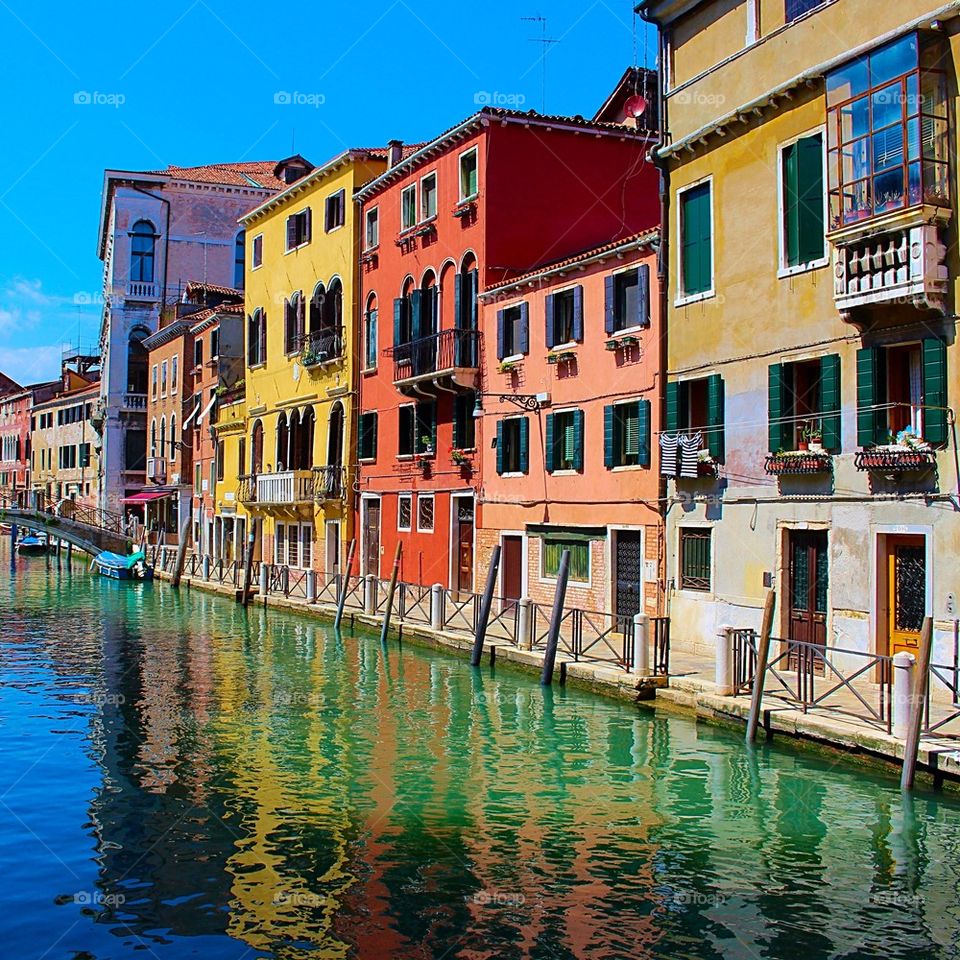 Venetian canal (with a gondoliers laundry hanging in the window on the right!)